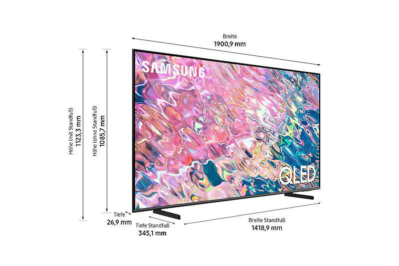 SAMSUNG GQ85Q60BAU QLED TV (Flat, SMART UHD 4K, TV, Zoll Gaming mit 214 / cm, Hub) Tizen™ 85
