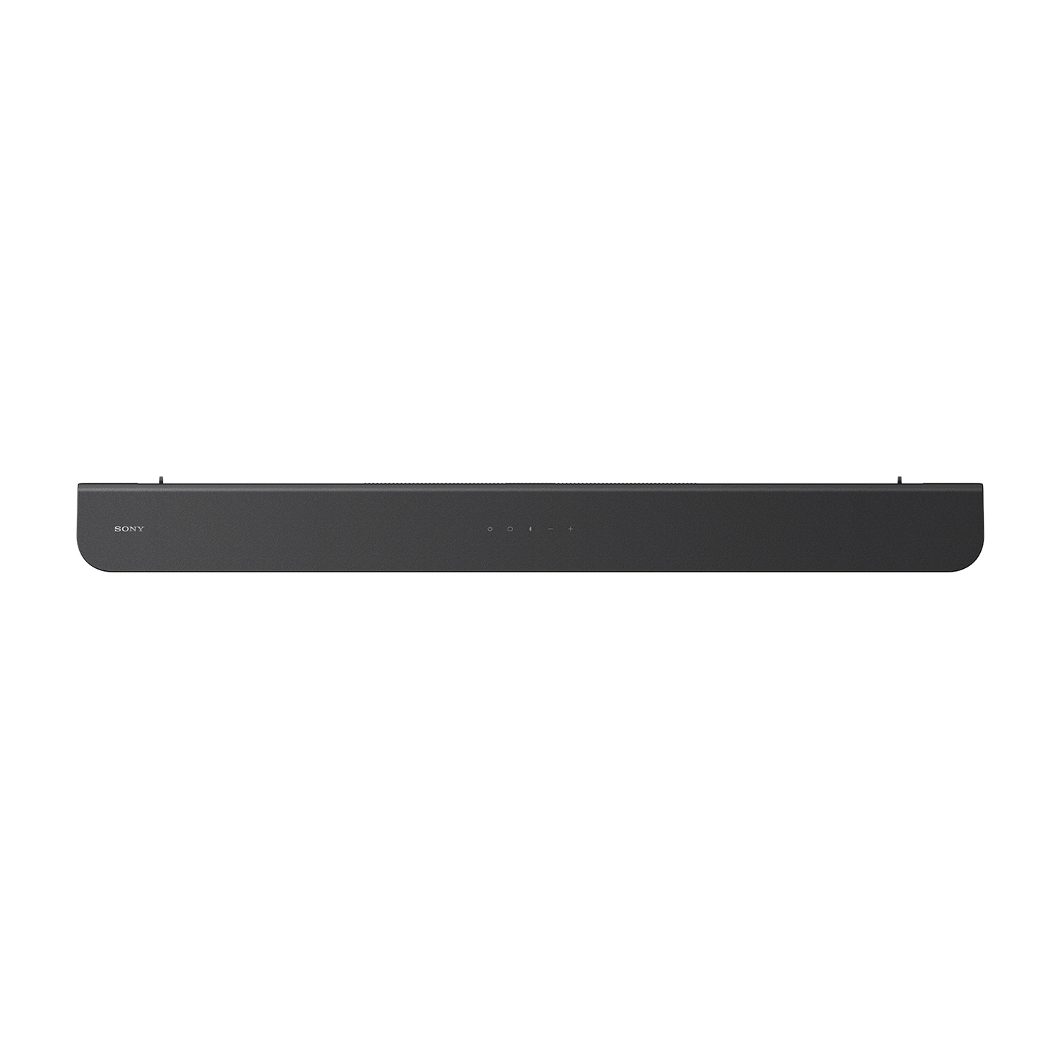 Soundbar nera, orizzontale, posizionata su sfondo bianco. Marchio Sony visibile.