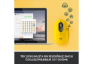 LOGITECH POP Mouse Blast Emoji Tuşlu Sessiz Kablosuz Mouse - Sarı&Siyah_1