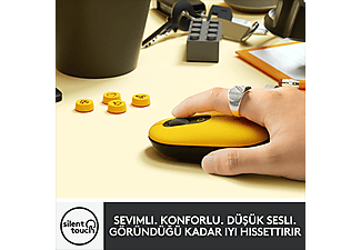 LOGITECH POP Mouse Blast Emoji Tuşlu Sessiz Kablosuz Mouse - Sarı&Siyah_2