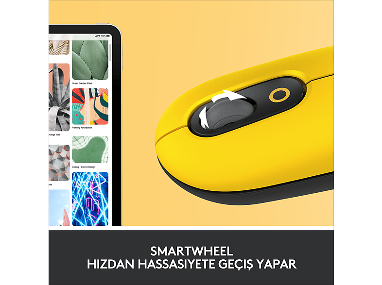 LOGITECH POP Mouse Blast Emoji Tuşlu Sessiz Kablosuz Mouse - Sarı&Siyah_3