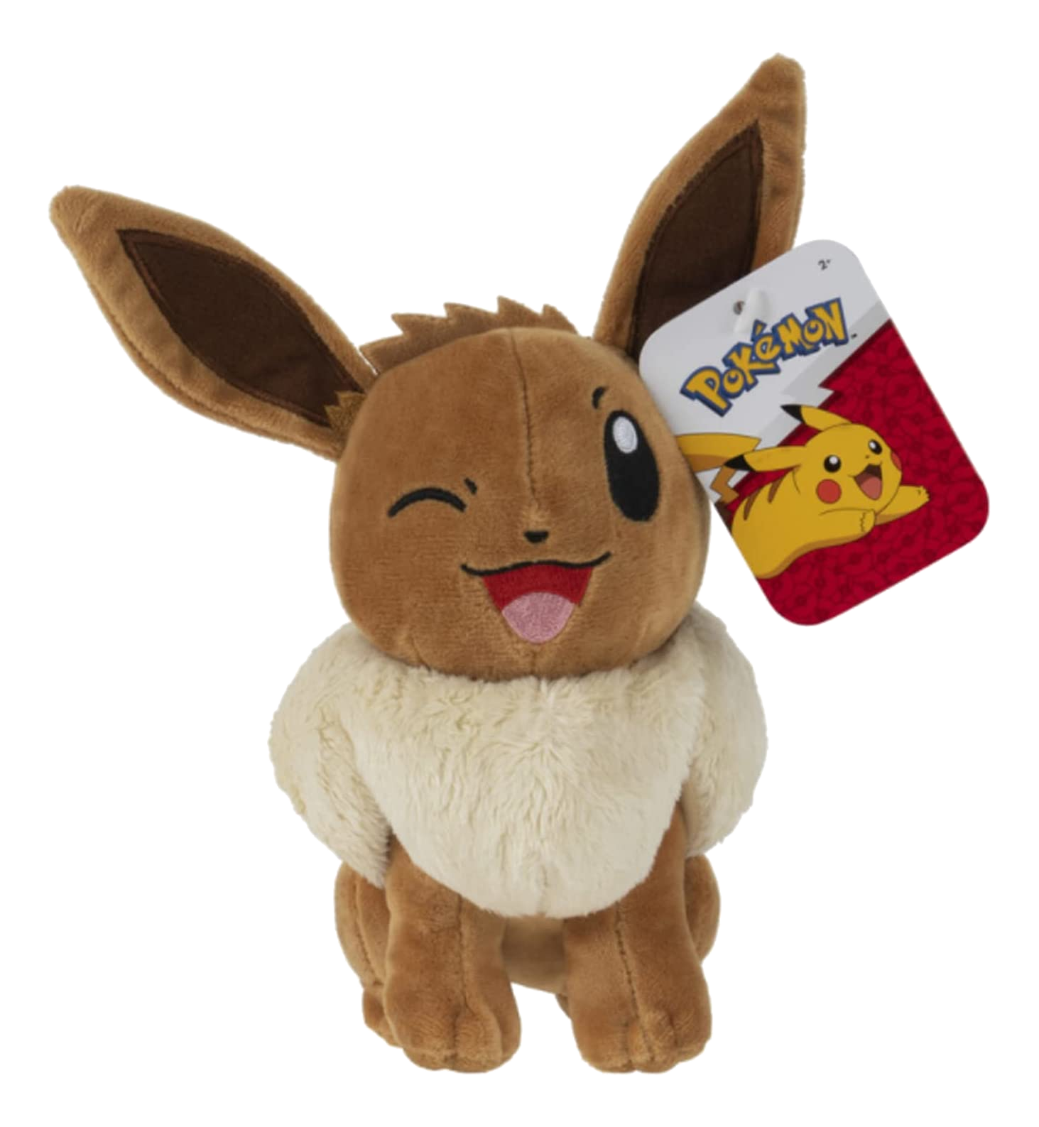BANDAI NAMCO Pokémon - Evoli (20 cm) - Plüschfigur (Braun/Creme/Rot)