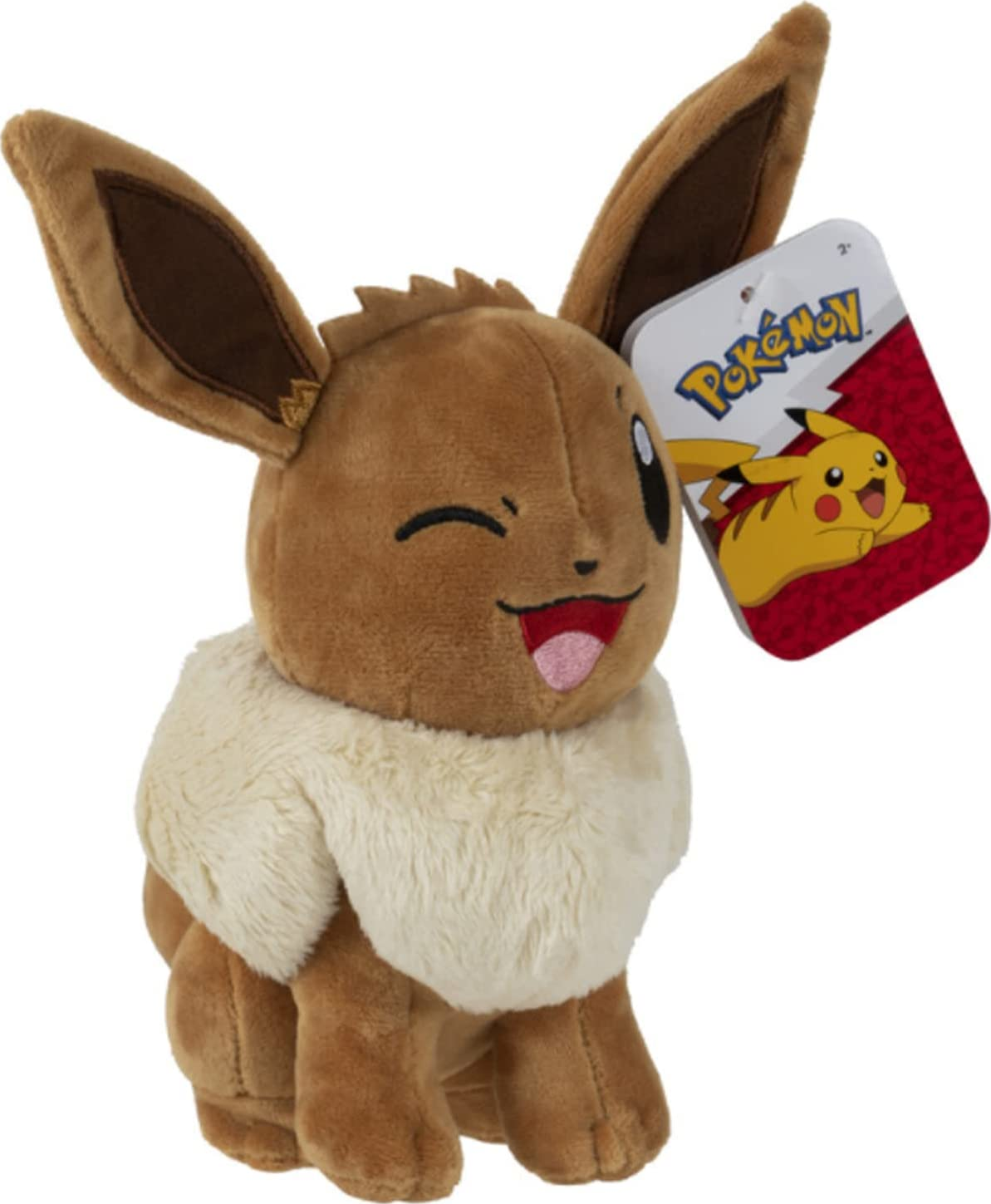 BANDAI NAMCO Pokémon - Evoli (20 cm) - Plüschfigur (Braun/Creme/Rot)