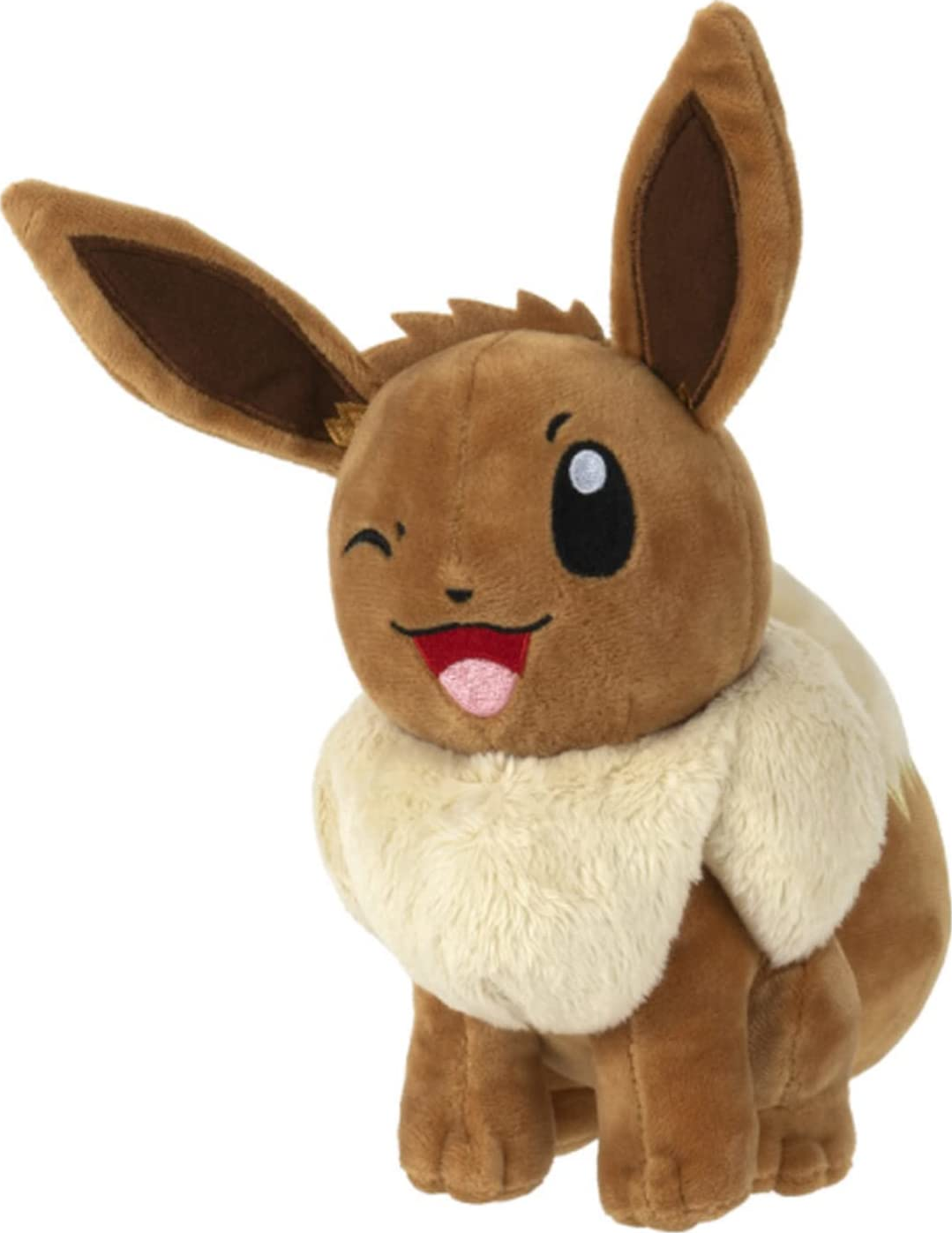 BANDAI NAMCO Pokémon - Evoli (20 cm) - Plüschfigur (Braun/Creme/Rot)