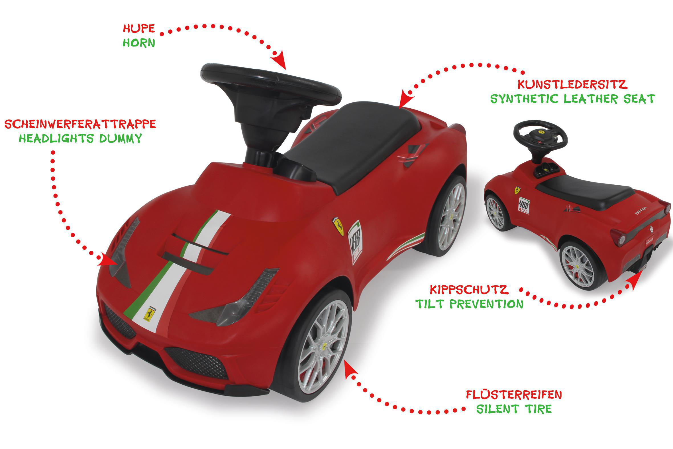 488 Rot Ferrari Rutscherauto Rutscher JAMARA rot