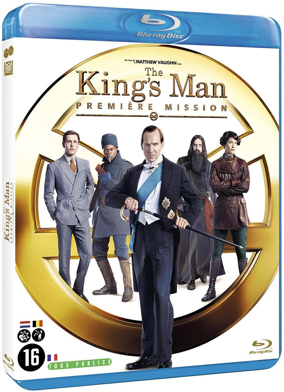 Blu-ray disc case for 'The King's Man' movie, with cast images, the movie title.