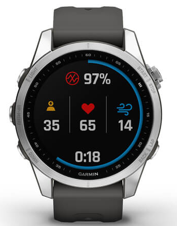 Montre connectée avec affichage numérique des données de santé.