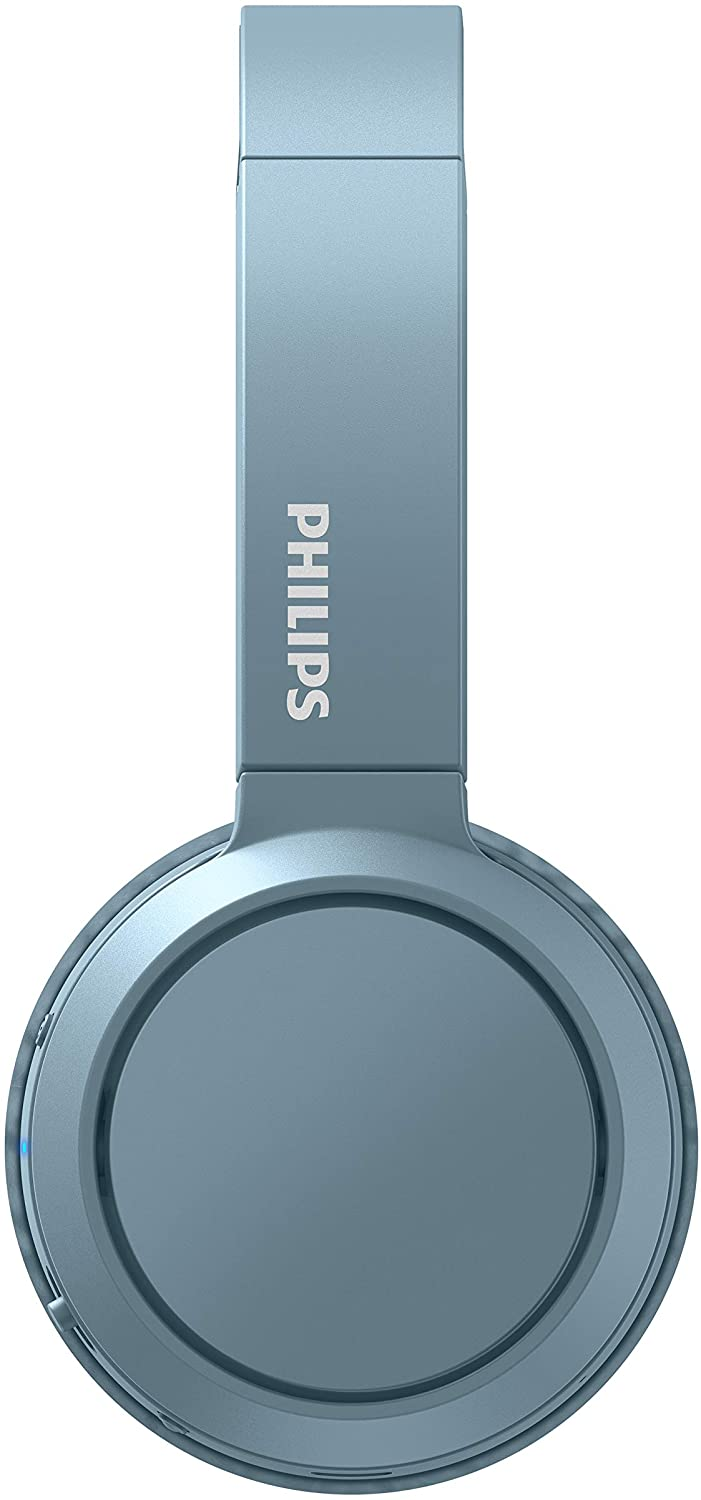 Casque Philips bleu, vue de dessus de l'écouteur droit.