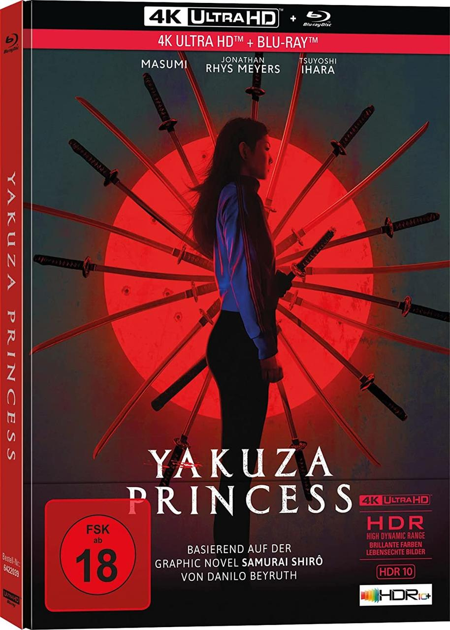 Filmcover: Frau mit Schwertern, roter Kreis Hintergrund, Filmtitel: Yakuza Princess.