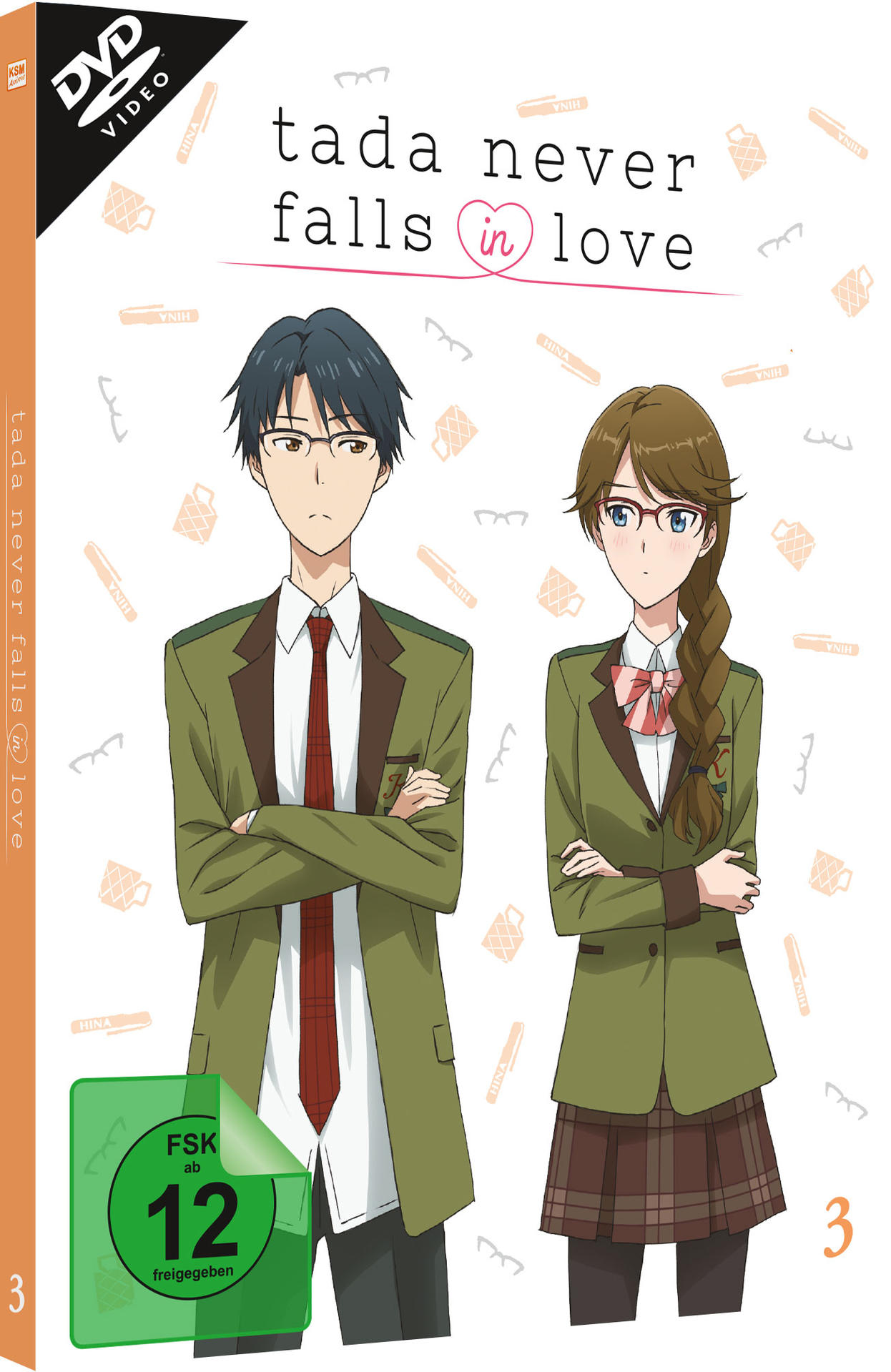 DVD-Cover: Zwei Anime-Charaktere in Schuluniformen. Text: Tada Never Falls in Love.