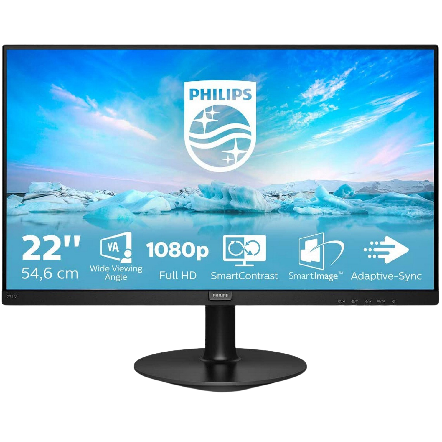 Philips Monitors 221v80022 fhd 75hz va flicker free vesa 1920x1080 200 cdm² dsub hdmi negro pc 546 cm 215 221v800 75 smartimage 221v8a01 21.5fhd 4 ms 21.5 22 5461cm