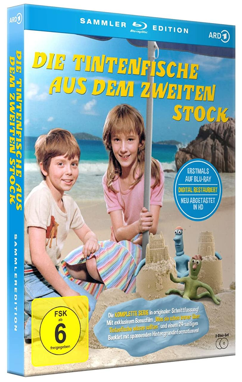 DVD-Hülle eines Kinderfilms. Zwei Kinder sind am Strand mit Sandburgen. Blaue und gelbe Farben.