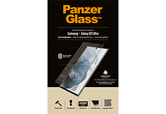 PANZERGLASS Zwarte Antibacteriële Case-friendly Screenprotector voor Samsung Galaxy S22 Ultra