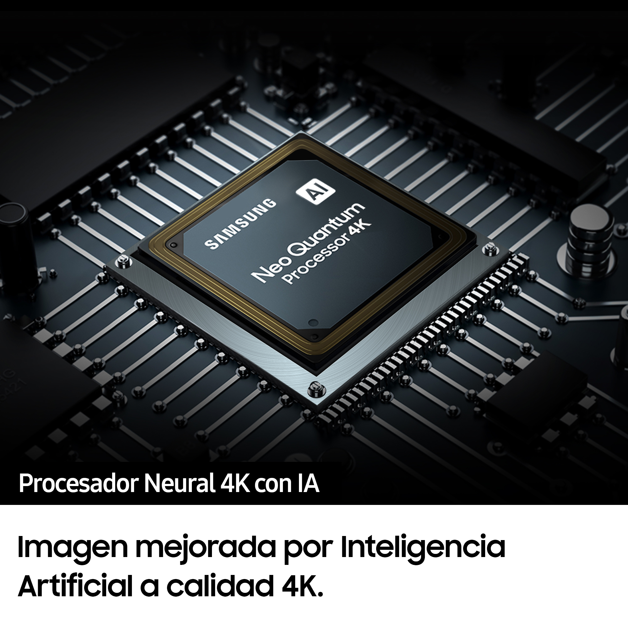 Un procesador Samsung con el texto 'Neo Quantum Processor 4K'.