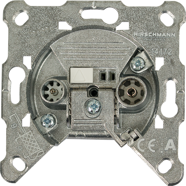A close-up of the back of a Hirschmann connector. It has multiple sockets and screws.