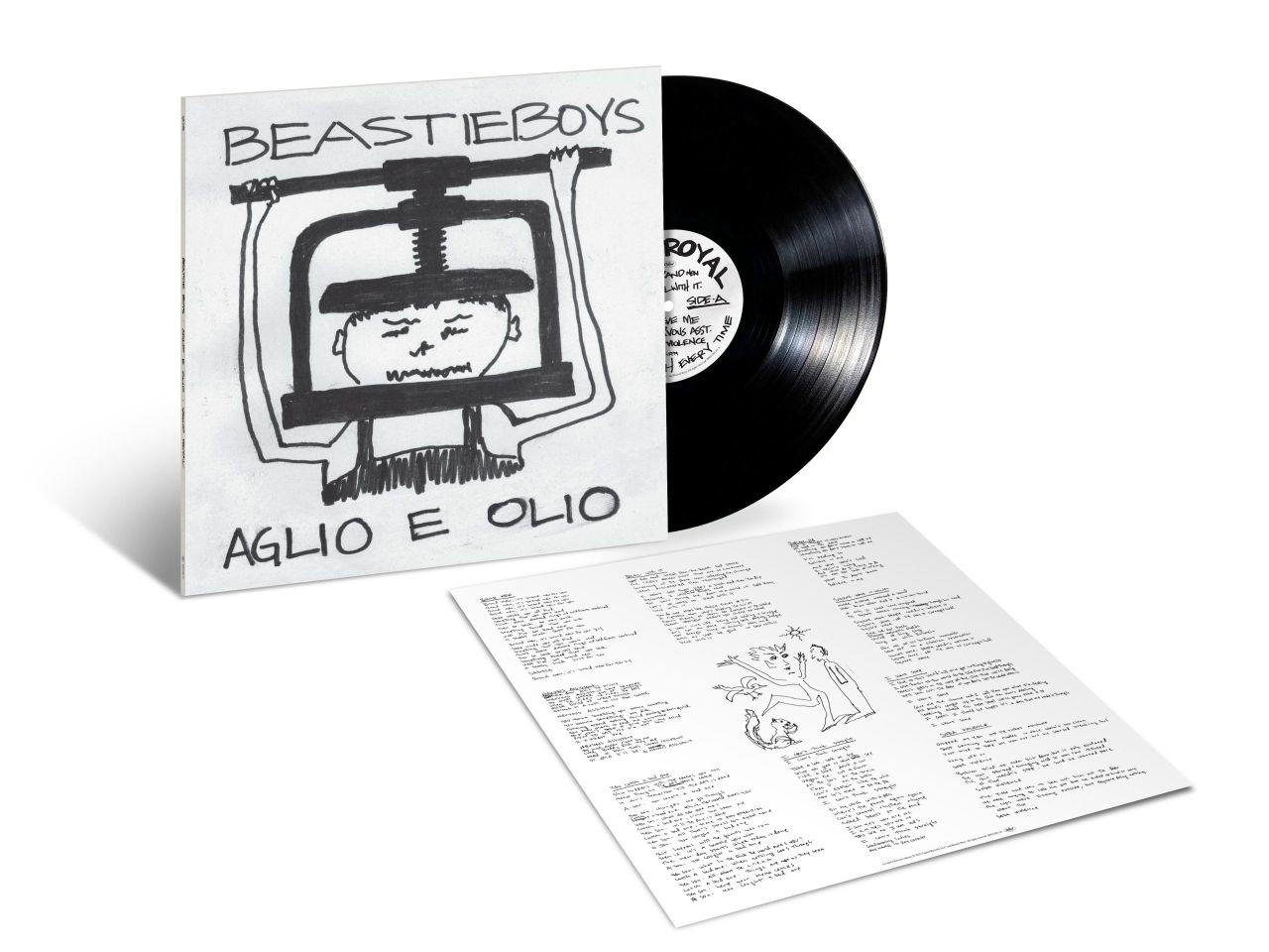 Albumcover und Textblatt von Aglio e Olio, von Beastie Boys.