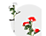 GARDEN OF EDEN 11723 Leszúrható szolár virág - piros, fehér rózsa, RGB LED - 70 cm - 2 db / csomag
