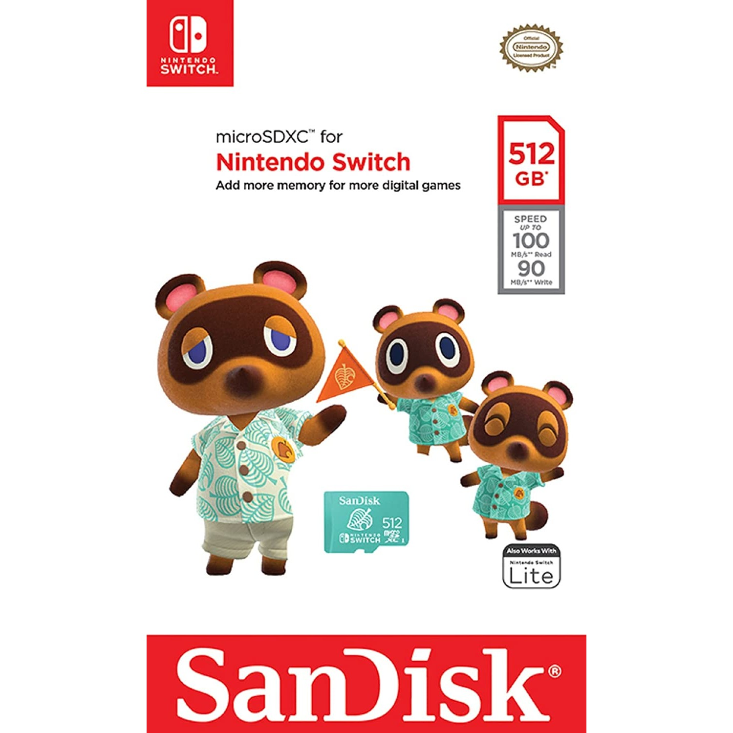 Paquete de juego Nintendo Switch con personajes de Animal Crossing. Incluye una tarjeta microSD y el logotipo de la consola.