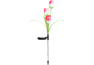 GARDEN OF EDEN 11721 Leszúrható szolár virág - piros, fehér tulipán, RGB LED - 70 cm - 2 db / csomag