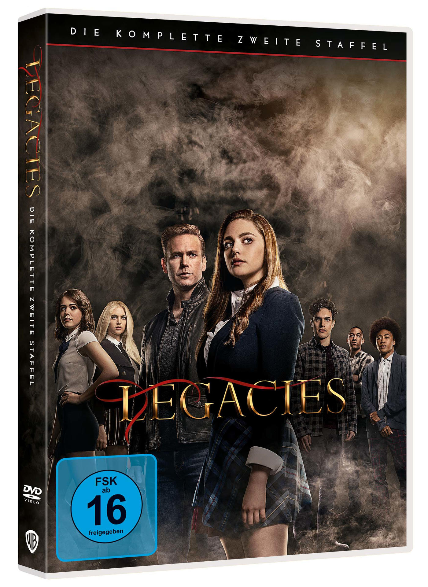 DVD-Hülle mit mehreren Personen. Der Titel lautet Legacies. FSK 16-Aufkleber ist sichtbar.