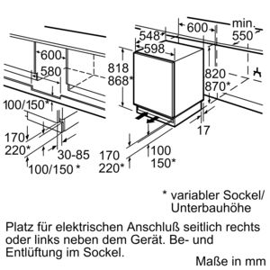 SIEMENS KU15RADF0 Kühlschrank (F, 820 mm hoch, Weiß, 137 l)