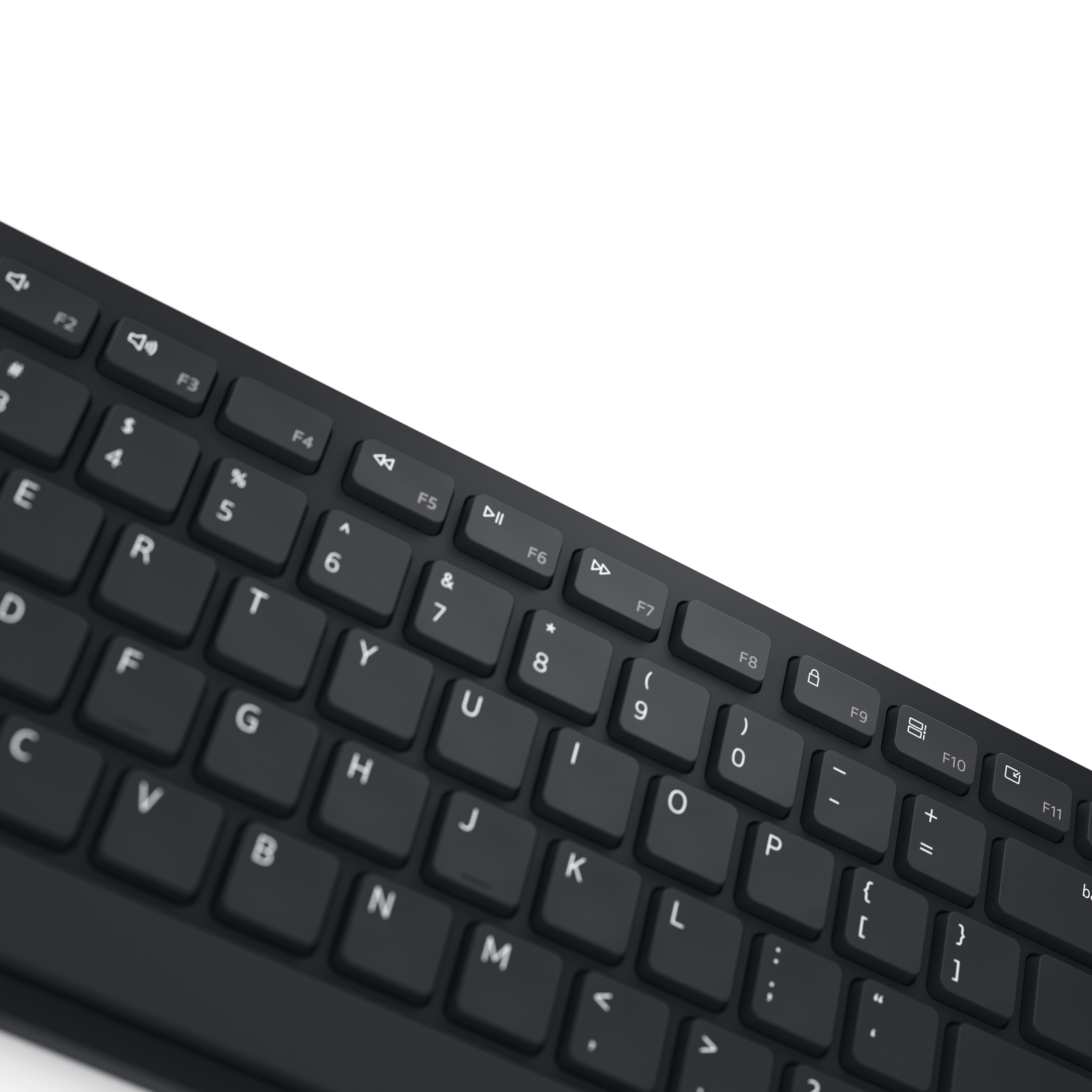 Schwarze Tastatur, Nahaufnahme der Tasten.