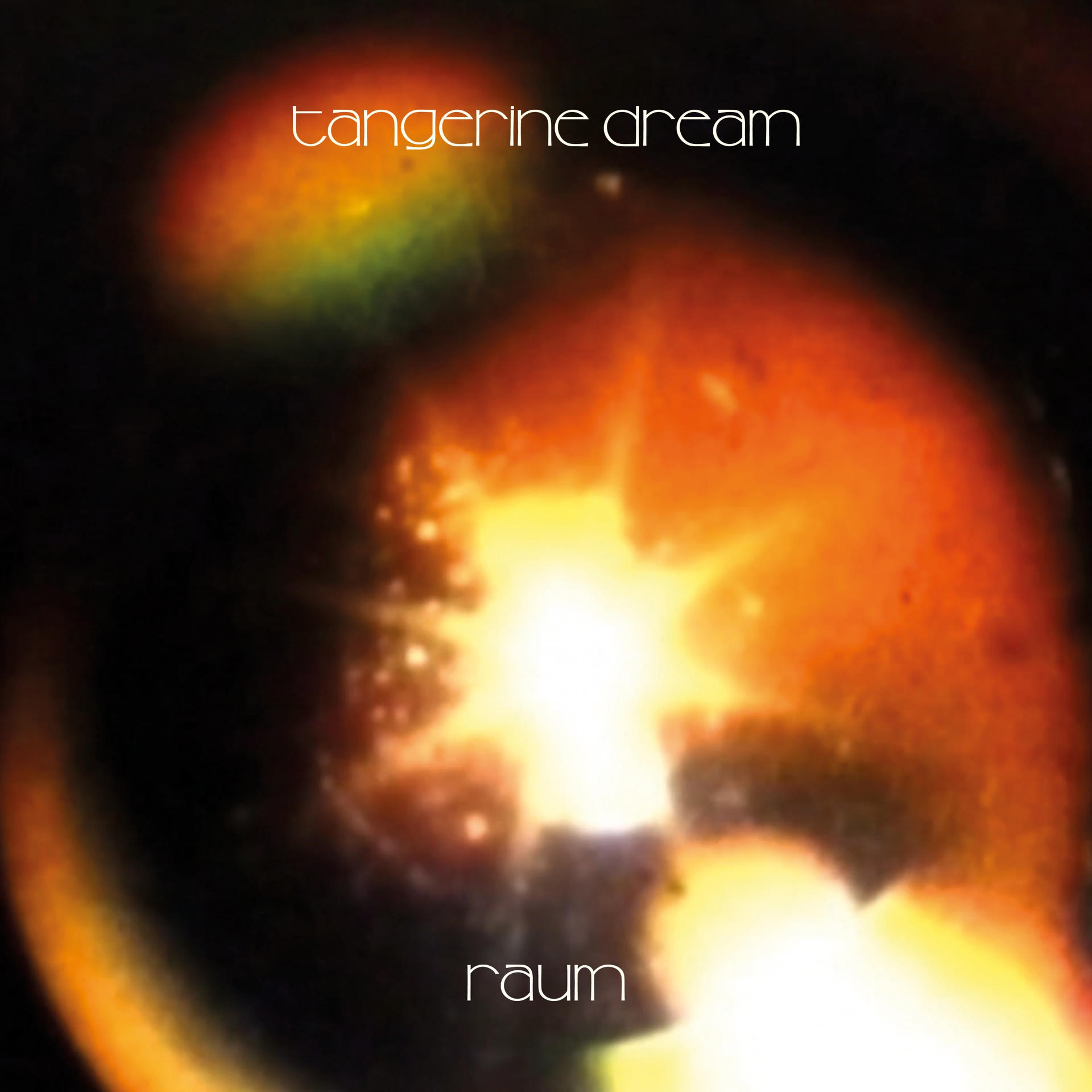 Albumcover: Tangerine Dream - Raum. Abstrakte, leuchtende orange und gelbe Formen.