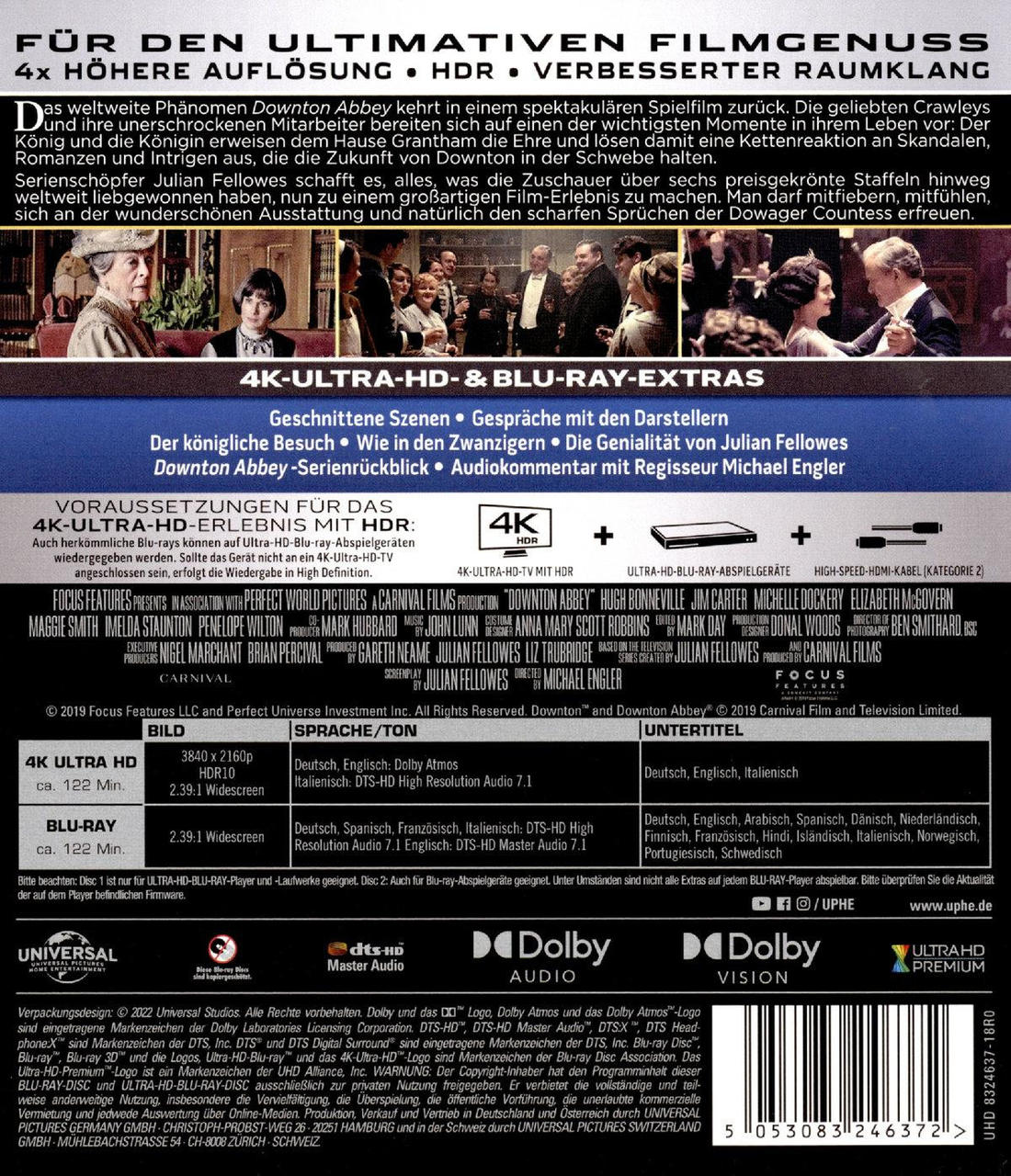 Blu-ray-Cover mit Text und Schauspielern. Text ist auf Deutsch. Dunkle Umgebung.