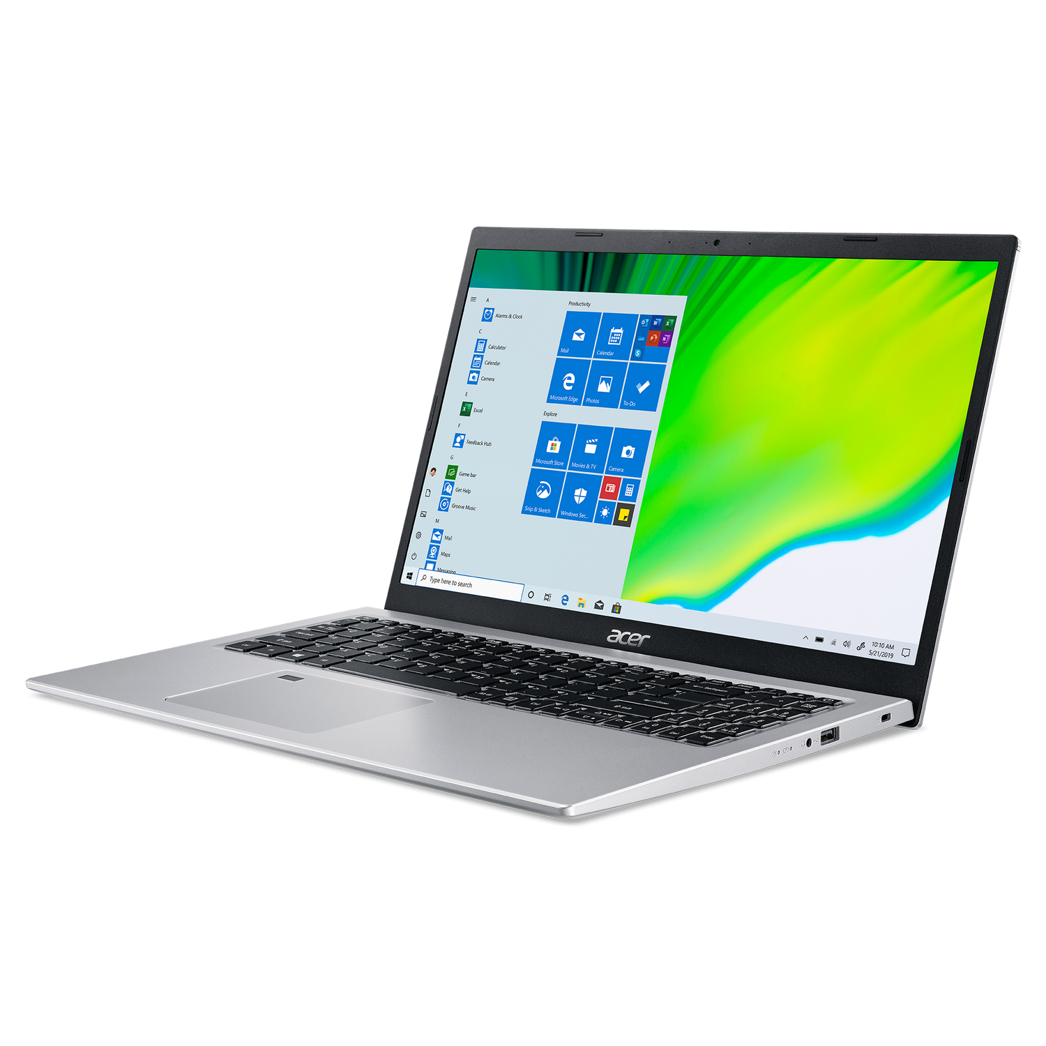 Ordenador portátil plateado sobre una superficie negra. La pantalla muestra una interfaz de Windows.