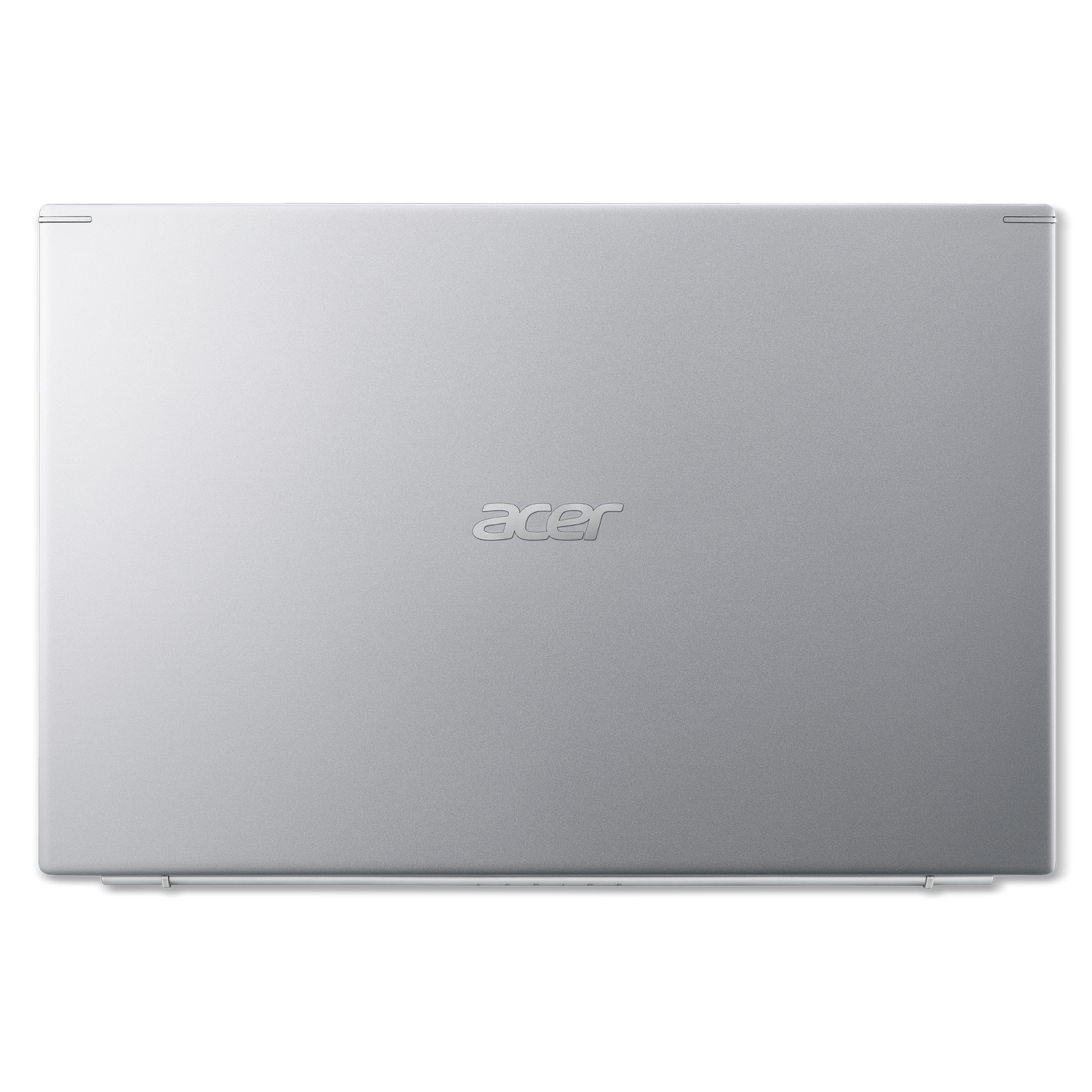 Portátil plateado, vista superior, con el logo de Acer en el centro.
