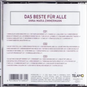 CD-Cover für 'Das Beste Für Alle' von Anna-Maria Zimmermann, mit Titellisten auf der Rückseite.