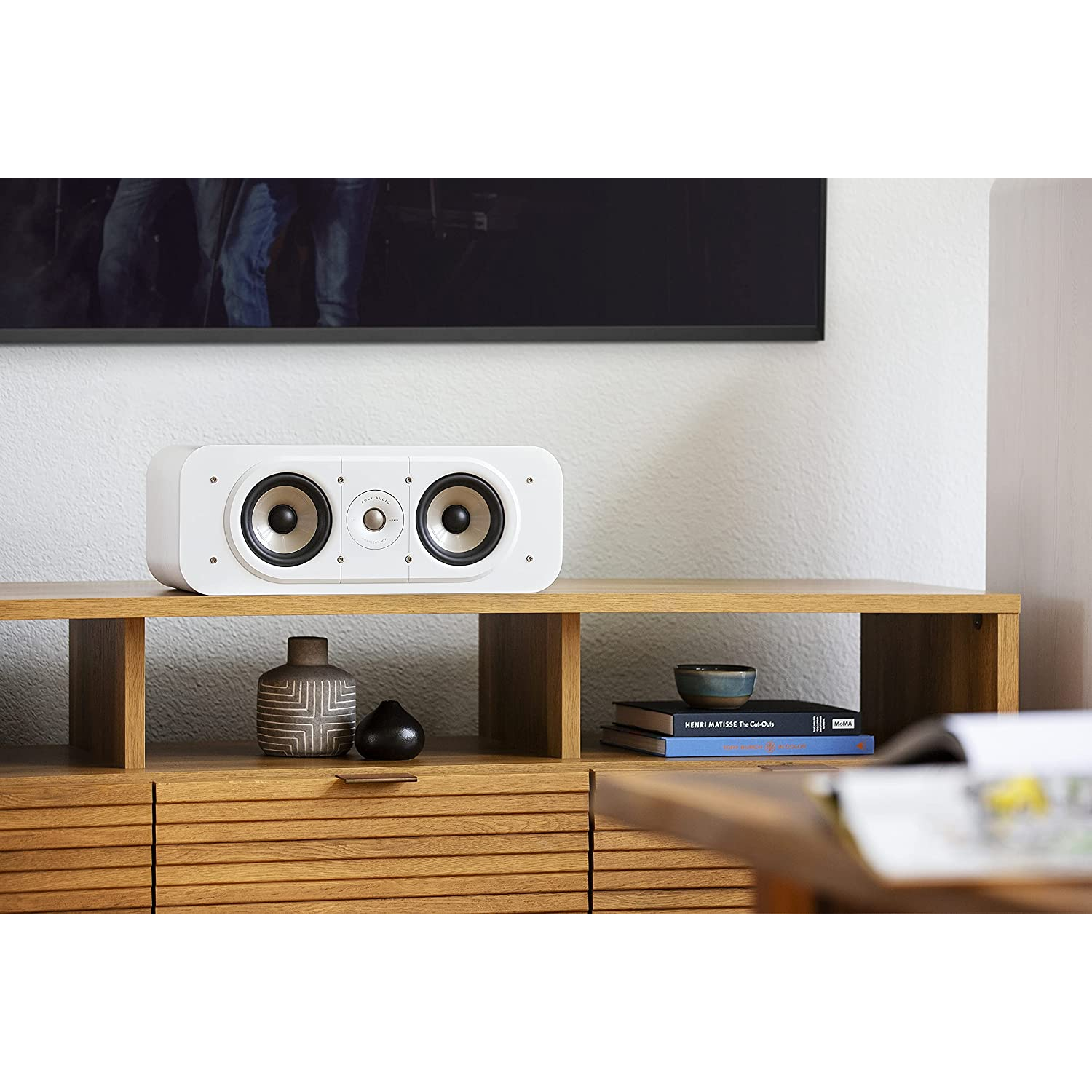 Altavoz central - Polk Audio ES30 Elite, 150 W , 8 Ω, 50Hz–40 kHz, 89dB, Dynamic Balance, Blanco
