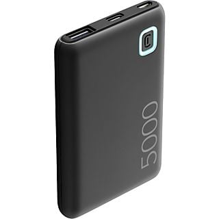 Powerbank - CellularLine PBESSENCE5000K, 5000 mAh, Universal, 12 W, USB-A / USB-C / MicroUSB, Negro