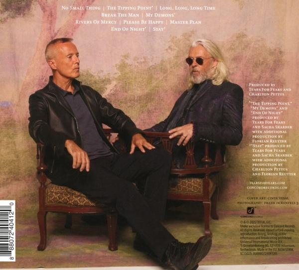 Albumcover mit zwei Männern. Text enthält Songtitel und Credits, mit dem Tears for Fears-Logo.