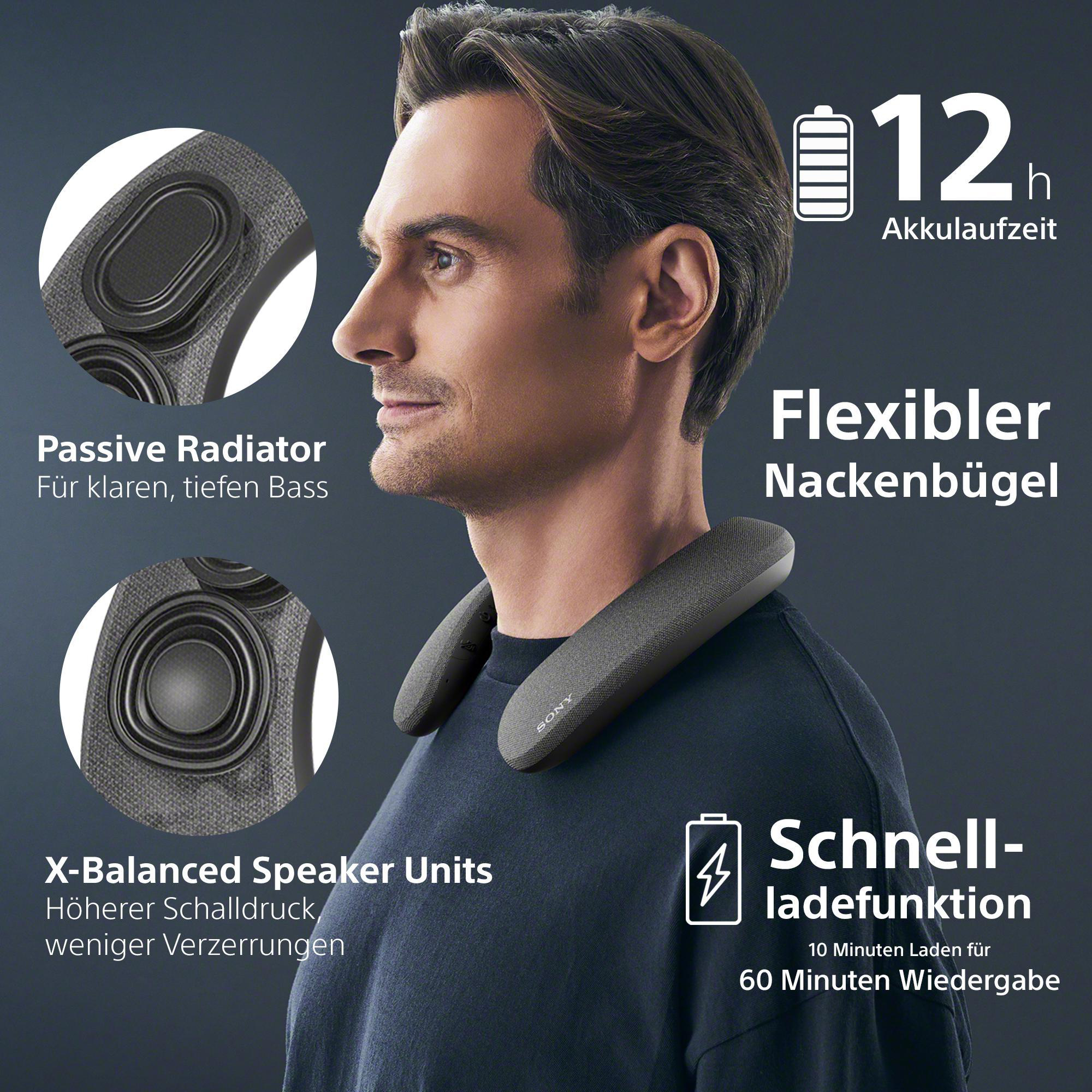 SONY SRS-NS7, Neckband Heimkino Nackenlautsprecher Schwarz Bluetooth