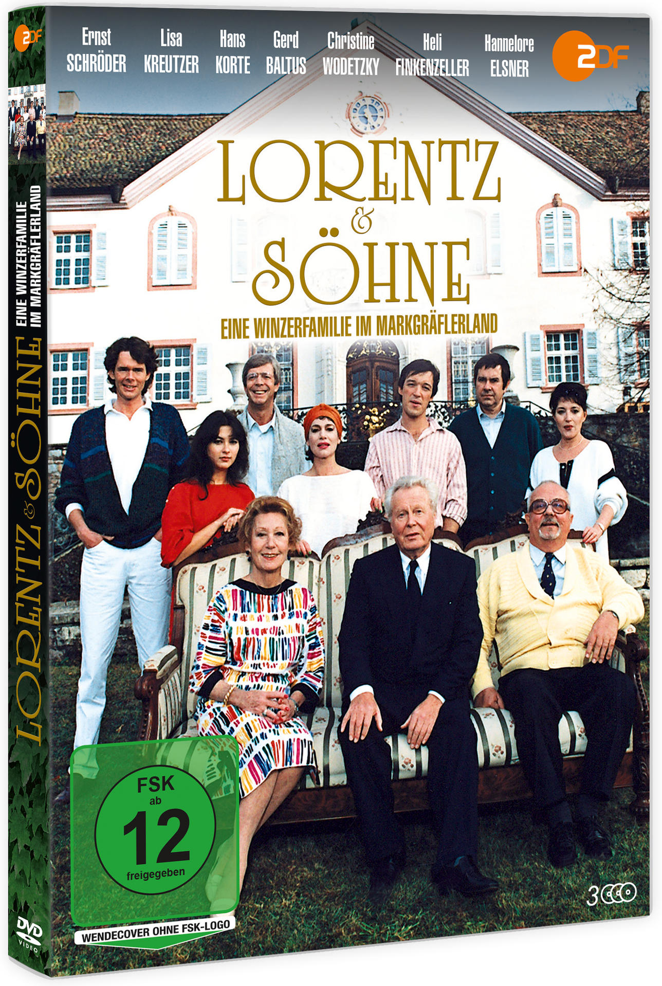 DVD-Cover mit Familienfoto, Titel: "LORENTZ & SÖHNE", mit einer Gruppe von Leuten vor einem Haus.
