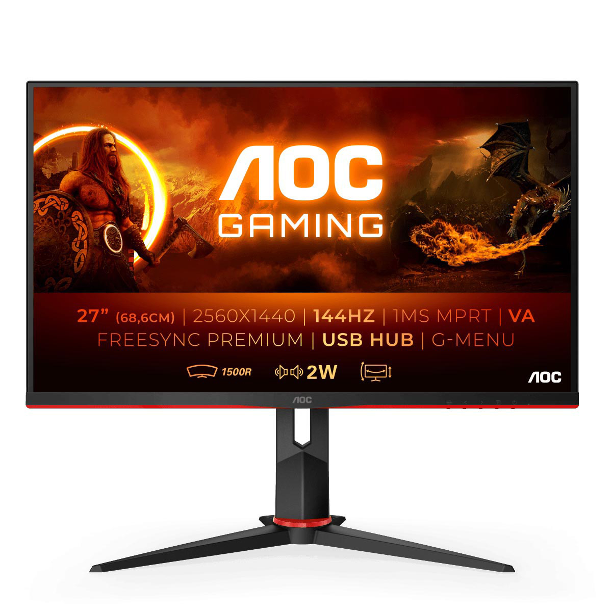 AOC Gaming CQ27G2U/BK 27 Zoll  QHD  Gaming Monitor  1 ms Reaktionszeit  
