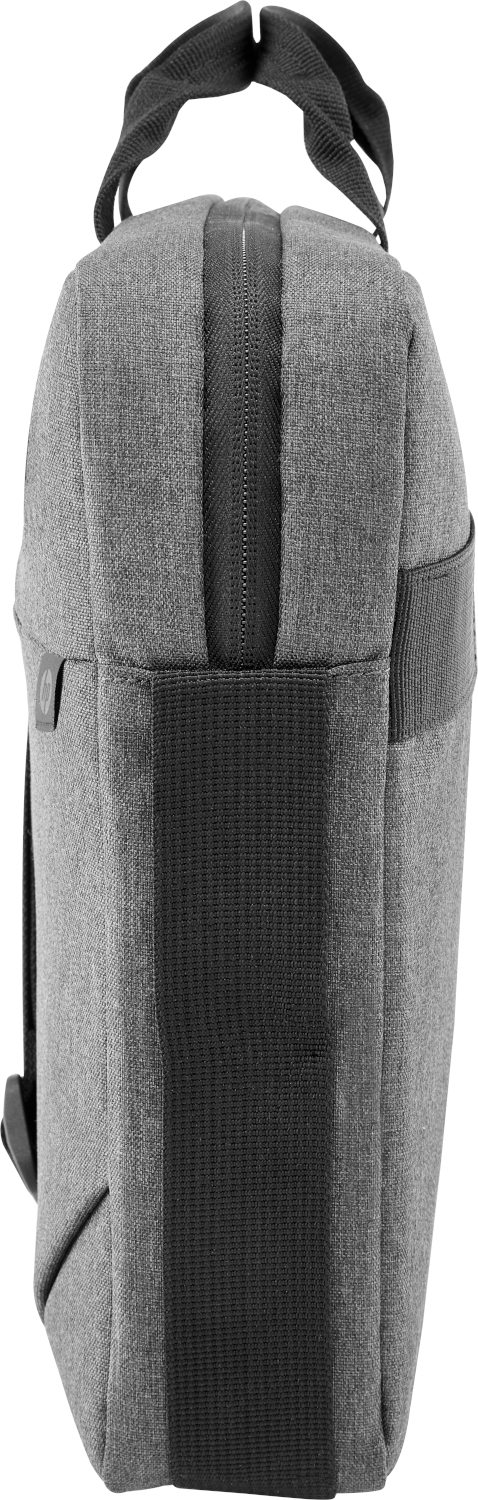 Grey laptop bag, with a black zipper and strap.