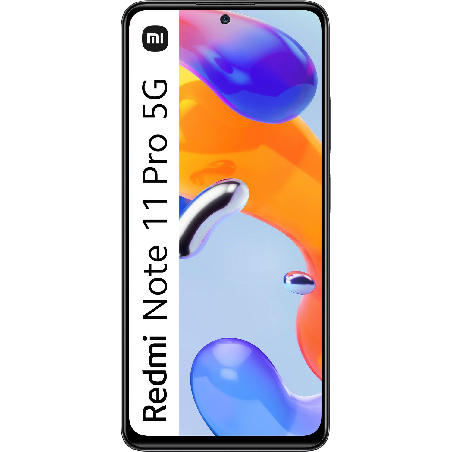 Teléfono Redmi Note 11 Pro 5G. Fondo abstracto naranja y azul.