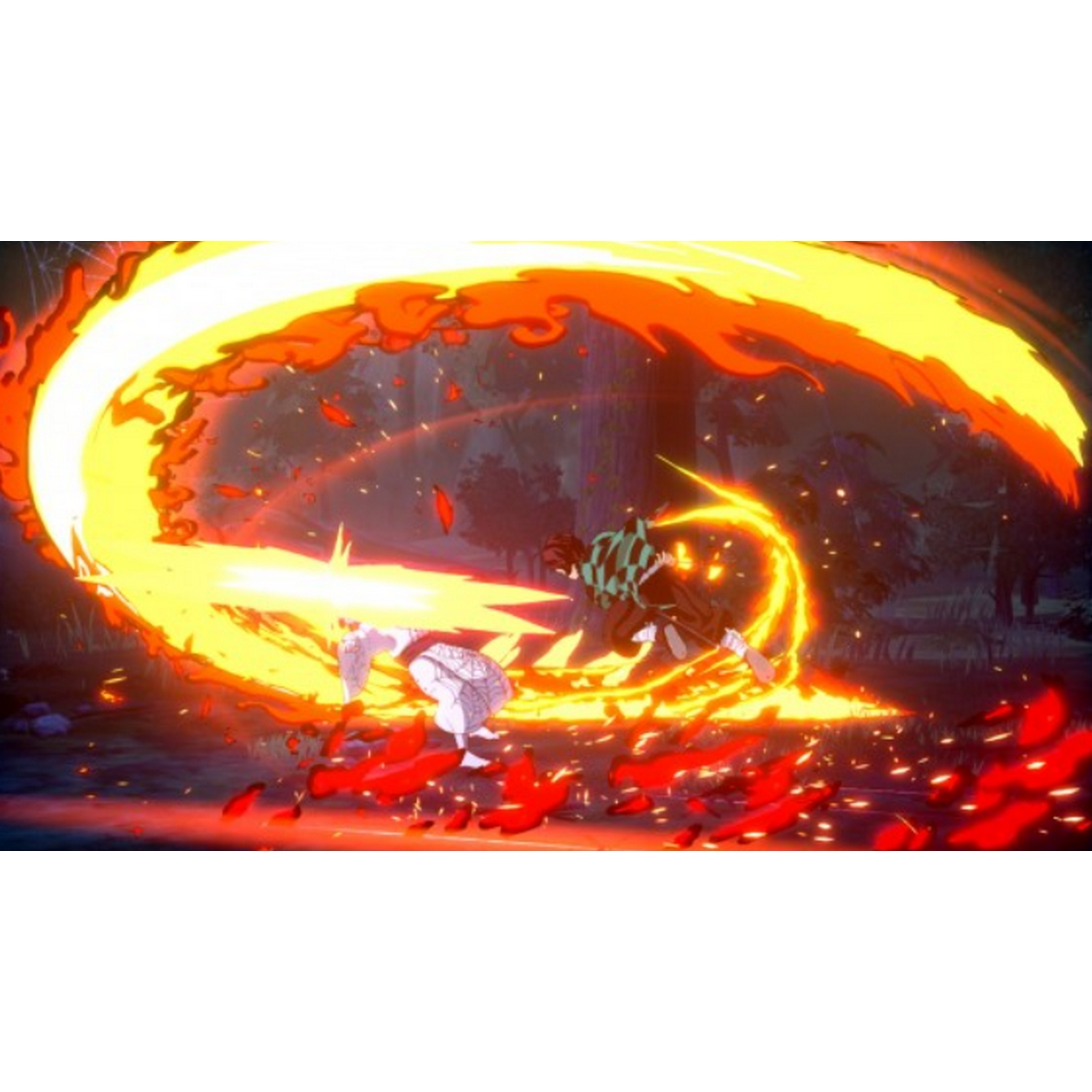Un personaje de un juego ataca a otro con un arco de fuego.