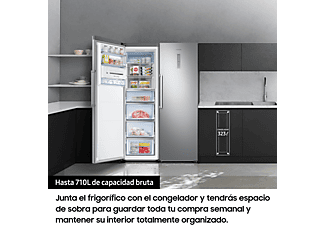 Congelador vertical - Samsung RZ32M7135S9/ES, 315L, 41dB, Metal Cooling,  Inox