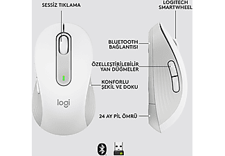 LOGITECH Signature M650 Küçük ve Orta Boy Sağ El Için Sessiz Kablosuz Mouse - Beyaz_5