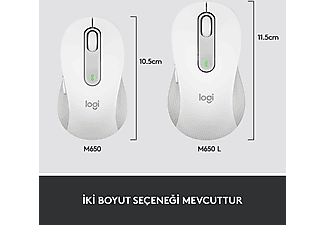 LOGITECH Signature M650 Küçük ve Orta Boy Sağ El Için Sessiz Kablosuz Mouse - Beyaz_7