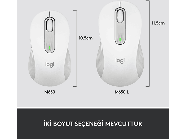 LOGITECH Signature M650 Küçük ve Orta Boy Sağ El Için Sessiz Kablosuz Mouse - Beyaz_7