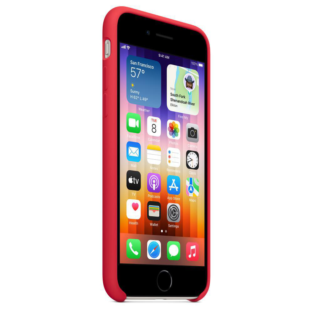 APPLE Silikon Case, Backcover, Apple, iPhone SE (3. Generation), iPhone SE (2. Generation), iPhone 8, iPhone 7, (PRODUCT)RED