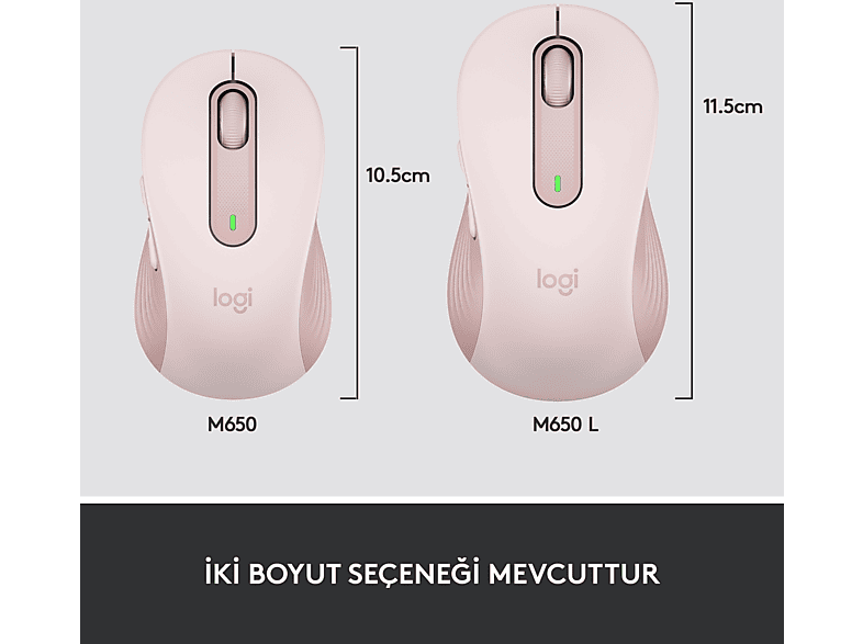 LOGITECH Signature M650 Küçük ve Orta Boy Sağ El Için Sessiz Kablosuz Mouse - Pembe_7