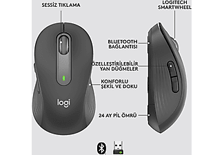 LOGITECH Signature M650 Büyük Boy Sağ El Için Sessiz Kablosuz Mouse - Siyah_5