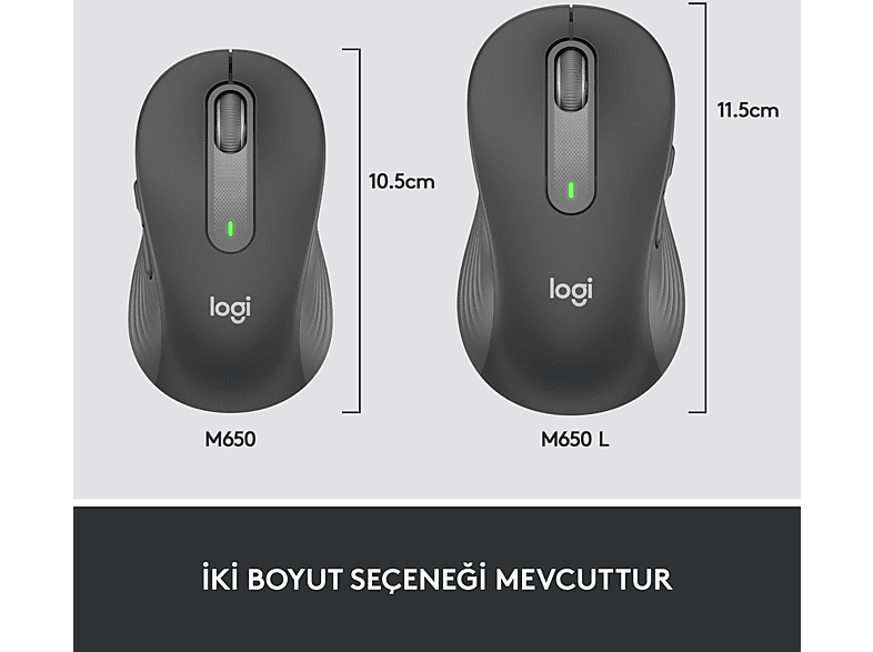 LOGITECH Signature M650 Büyük Boy Sağ El Için Sessiz Kablosuz Mouse - Siyah_7