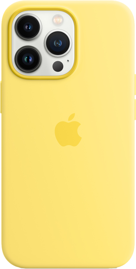 APPLE Silikon Case mit MagSafe Backcover, für Apple iPhone 13 Pro, Zitronenschale