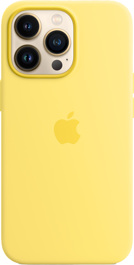APPLE Silikon Case mit MagSafe Backcover, für Apple iPhone 13 Pro, Zitronenschale